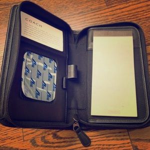 Coach Full Zip Around Wallet, Black Leather